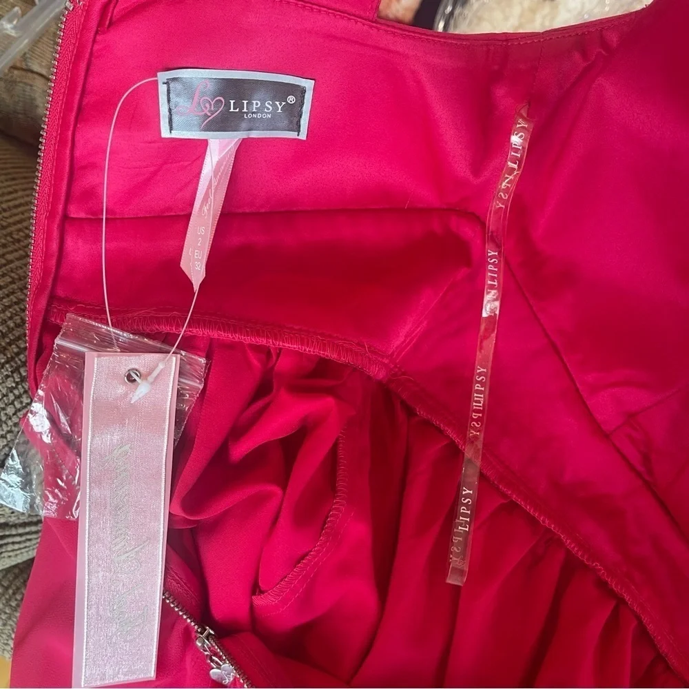 NWT Lipsy London Mini dress pink chiffon gold beaded studded prom